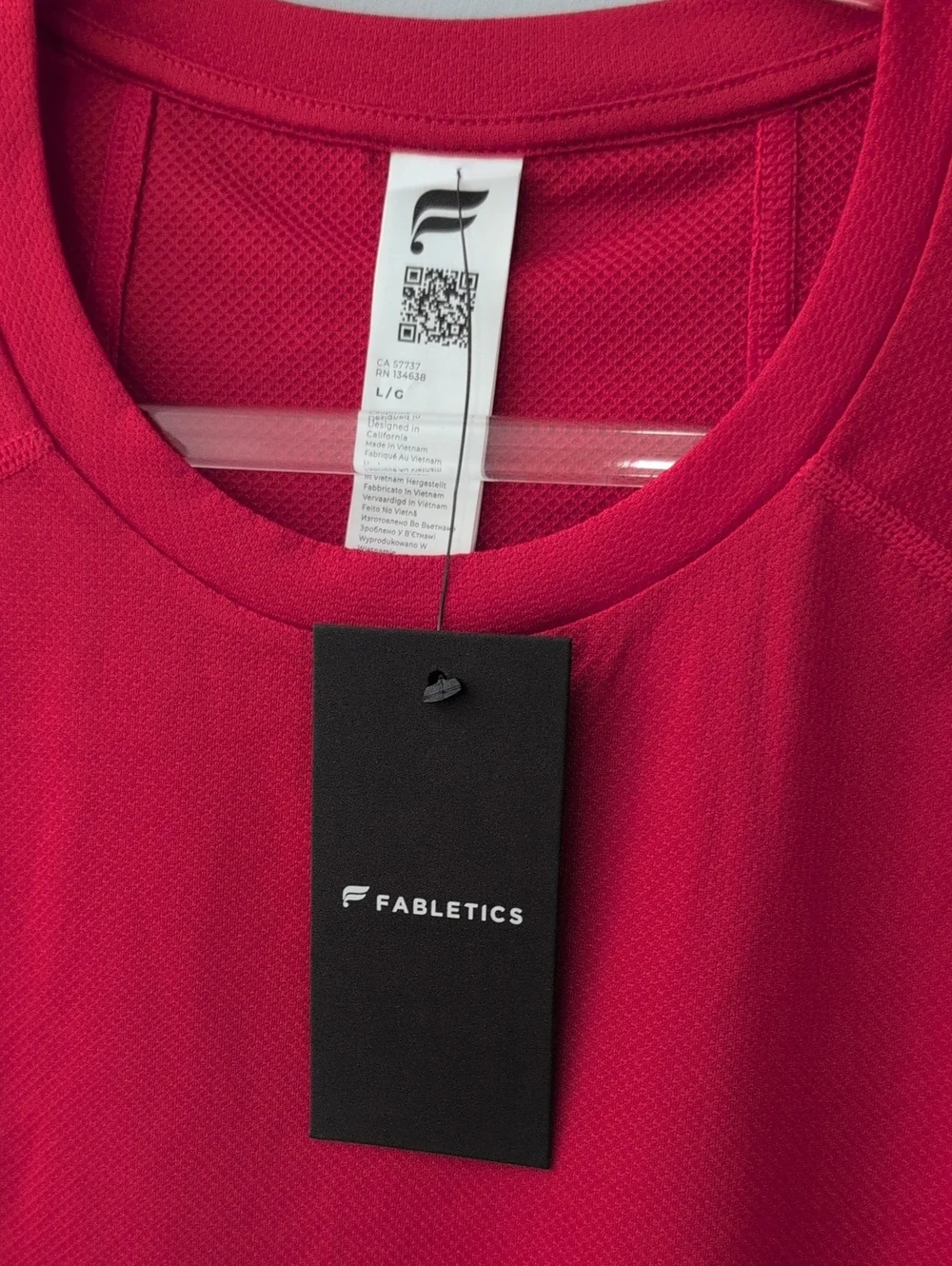 Fabletics Raspberry Red Crew Neck Performance Tee - Picture 2 of 4